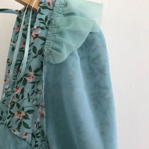 Astr The Label Clairmont Blue Floral Puff Sleeve corset milkmaid coquette top xs - Picture 10 of 13